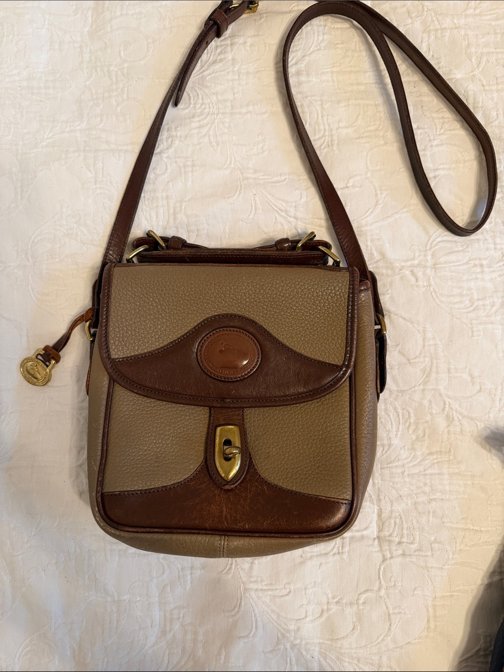Dooney & Bourke Brown and Taupe Leather Crossbody Bag